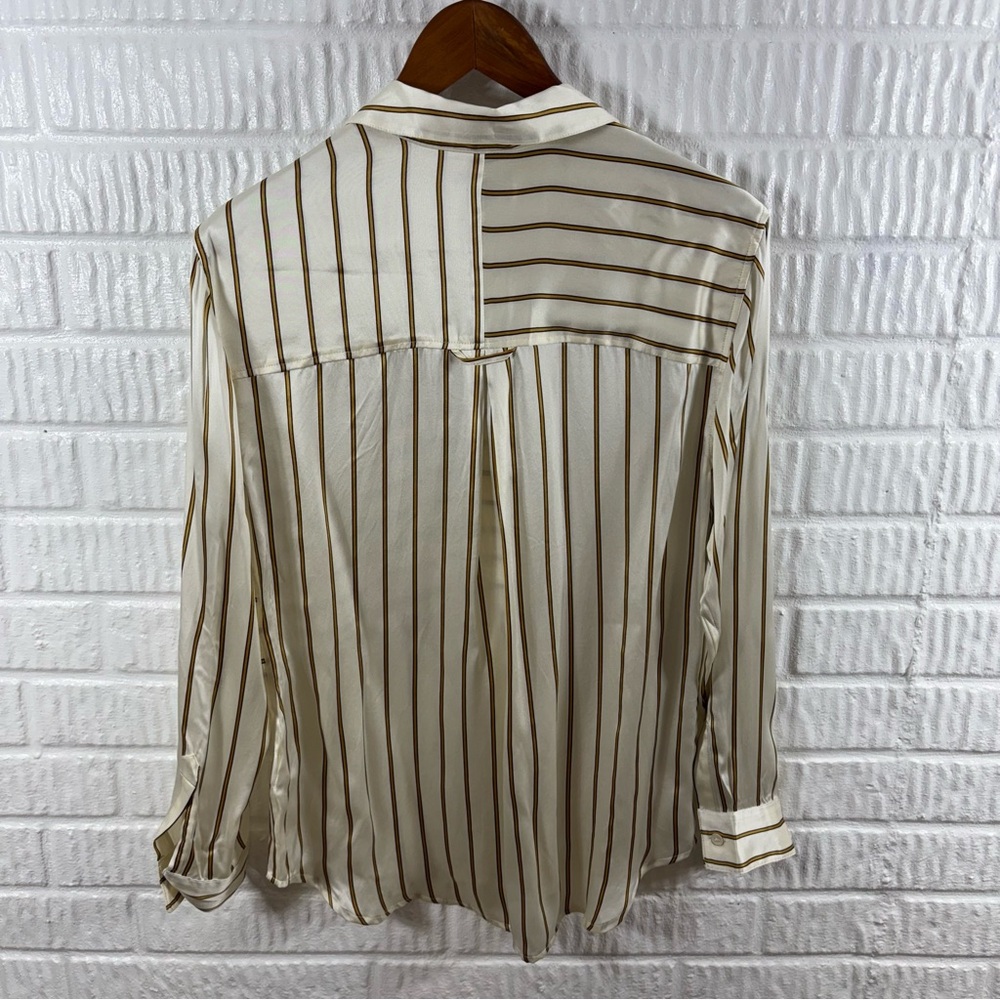 RAILS Spencer Silk Striped Button-down Shirt In Ivory Daffodil Sz S NWT - Picture 6 of 7